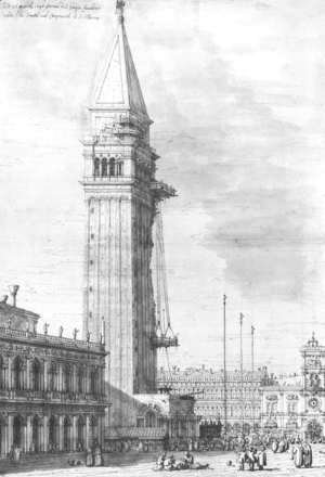 (Giovanni Antonio Canal) Canaletto - The Piazzetta Looking North The Campanile Under Repair