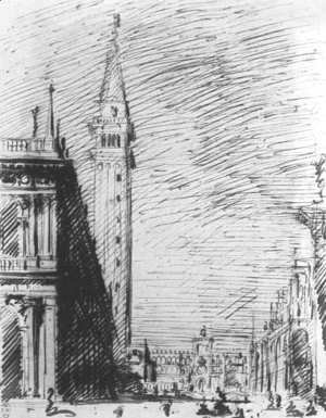 (Giovanni Antonio Canal) Canaletto - The Piazzetta Looking Towards The Torre Dell Orologio