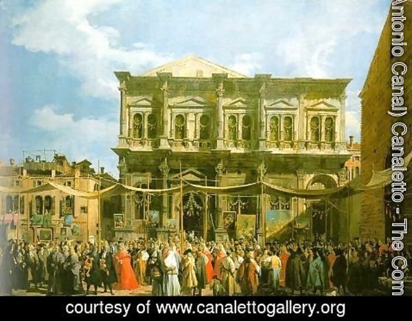 (Giovanni Antonio Canal) Canaletto - Venice- The Feast Day of St. Roch (The Doge Visiting the Church and the Scuola di San Rocco) 1735