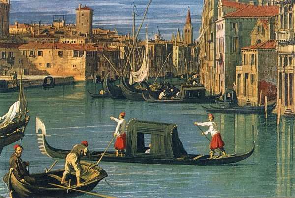 The Grand Canal at the Salute Church [detail] by (Giovanni Antonio Canal) Canaletto