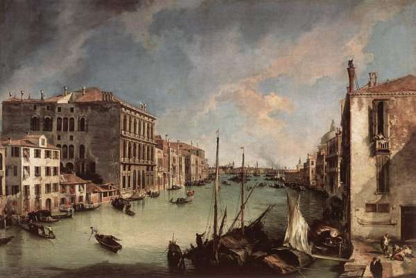 Grand Canal Looking East From The Campo San Vio by (Giovanni Antonio Canal) Canaletto
