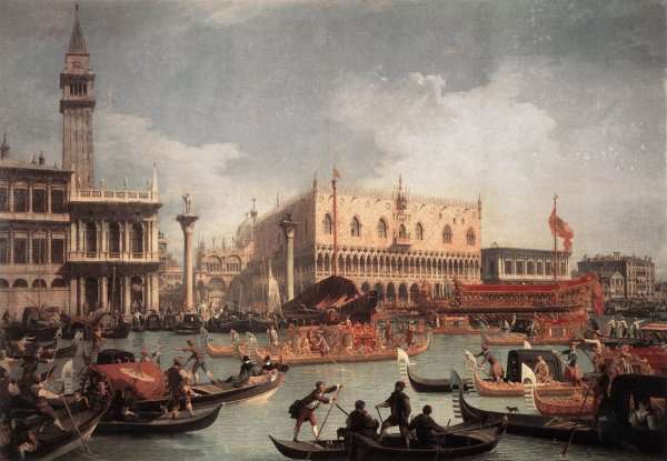 The Bucintore Returning To The Molo On Ascension Day by (Giovanni Antonio Canal) Canaletto