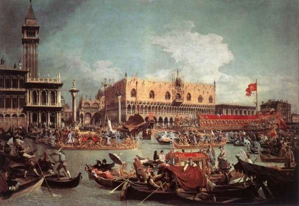 The Bucintoro Returning To The Molo On Ascension Day by (Giovanni Antonio Canal) Canaletto