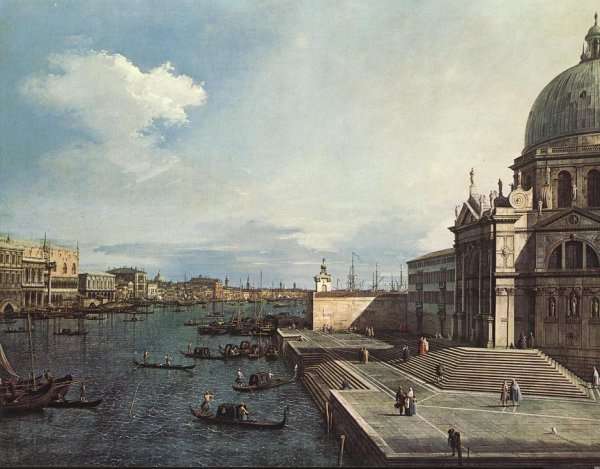 The Grand Canal At The Salute Church by (Giovanni Antonio Canal) Canaletto
