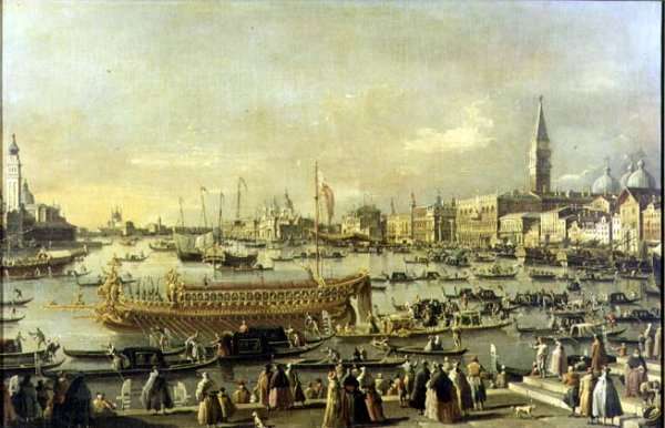 Venice- the Bacino di S. Marco on Ascension Day by (Giovanni Antonio Canal) Canaletto