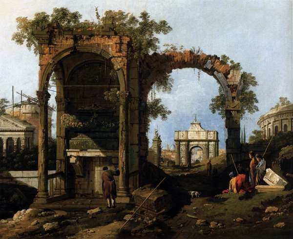 Capriccio  Ruins and Classic Buildings 1730s by (Giovanni Antonio Canal) Canaletto