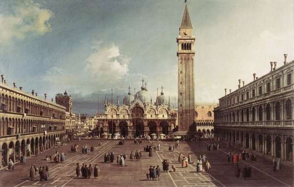 Piazza San Marco With The Basilica by (Giovanni Antonio Canal) Canaletto