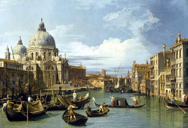 The Grand Canal And The Church Of The Salute by (Giovanni Antonio Canal) Canaletto