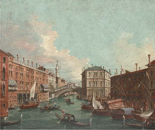 Vessels before the Rialto Bridge, Venice