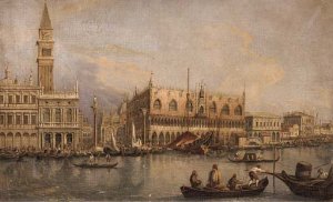 A view of the Doge's palace and Piazza San Marco from the Grand Canal, Venice