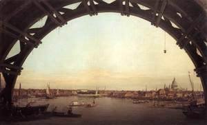(Giovanni Antonio Canal) Canaletto - London seen through an arch of Westminster Bridge, 1746-47