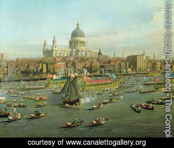 (Giovanni Antonio Canal) Canaletto - The River Thames with St. Paul's Cathedral on Lord Mayor's Day, detail of St. Paul's Cathedral, c.1747-48