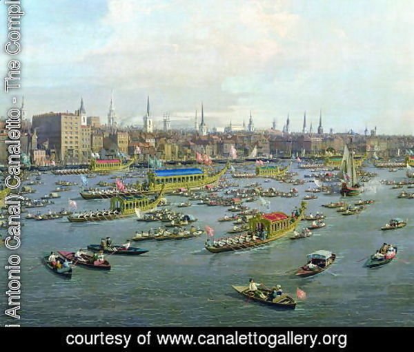 (Giovanni Antonio Canal) Canaletto - The River Thames with St. Paul's Cathedral on Lord Mayor's Day, detail of the boats, c.1747-48