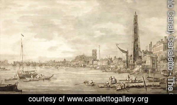 (Giovanni Antonio Canal) Canaletto - The Thames Looking towards Westminster from near York Water Gate
