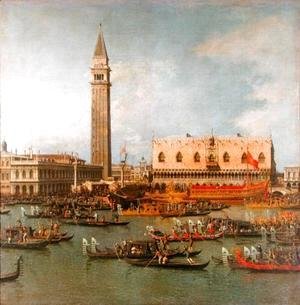 View of the Palace of St Mark, Venice, with preparations for the Doge's Wedding