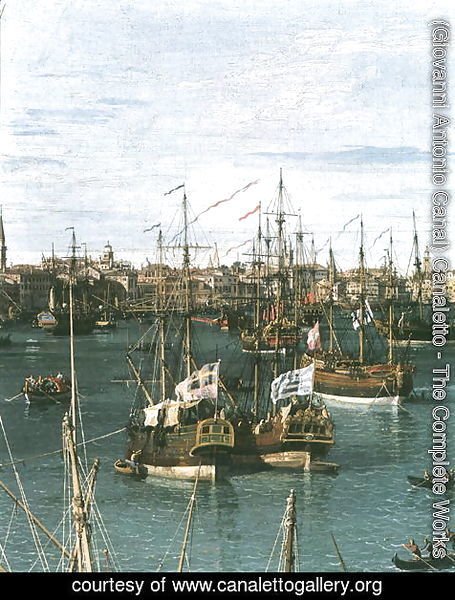 (Giovanni Antonio Canal) Canaletto - Bacino di San Marco, Venice, c.1734-40 (detail)