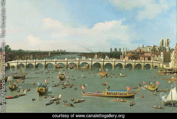 Westminster Bridge, London, With the Lord Mayor's Procession on the Thames (detail)