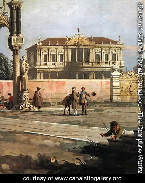 (Giovanni Antonio Canal) Canaletto - Detail of a Town House and a public square