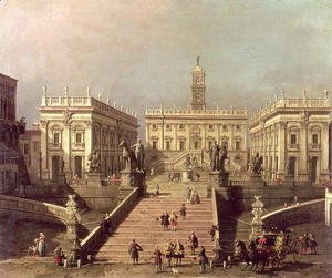 (Giovanni Antonio Canal) Canaletto - View of Piazza del Campidoglio and Cordonata, Rome