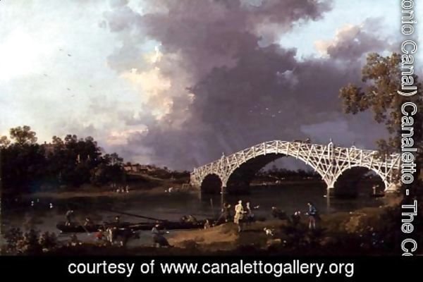(Giovanni Antonio Canal) Canaletto - Old Walton Bridge over the Thames, 1754