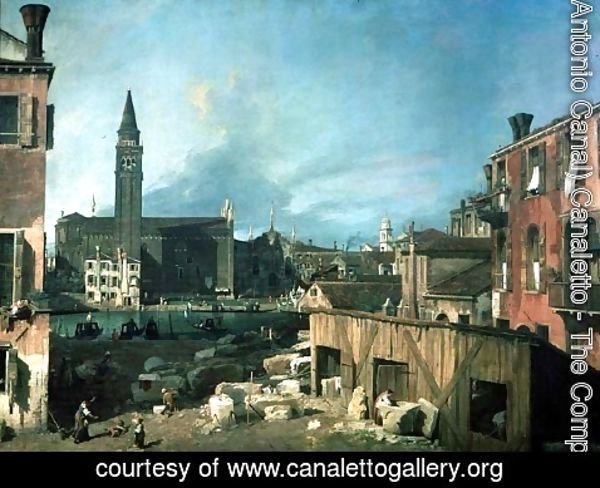 (Giovanni Antonio Canal) Canaletto - Venice- Campo San Vidal and Santa Maria della Carita (The Stonemason's Yard) 1727-28