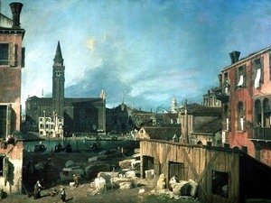 (Giovanni Antonio Canal) Canaletto - Venice- Campo San Vidal and Santa Maria della Carita (The Stonemason's Yard) 1727-28