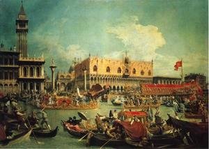 (Giovanni Antonio Canal) Canaletto - The "Bucintgoro" by the Molo on Ascension Day