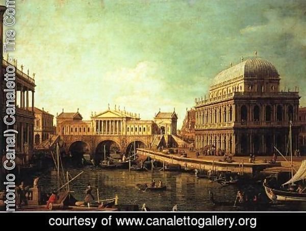 (Giovanni Antonio Canal) Canaletto - Basilica di Vecenza and the Ponte de Rialto