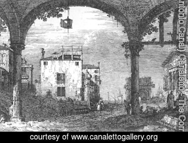 (Giovanni Antonio Canal) Canaletto - Capriccio with a Portico