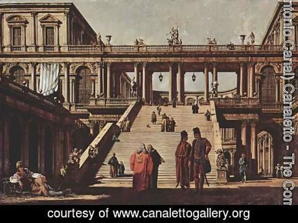 (Giovanni Antonio Canal) Canaletto - Capriccio, palace staircase