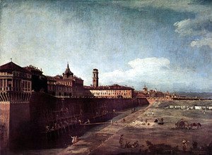 (Giovanni Antonio Canal) Canaletto - Torino, veduta del Palazzo reale da fuori le mura