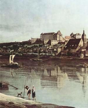 (Giovanni Antonio Canal) Canaletto - View from Pirna, Pirna of Kopitz, with Fortress Sonnenstein, detail