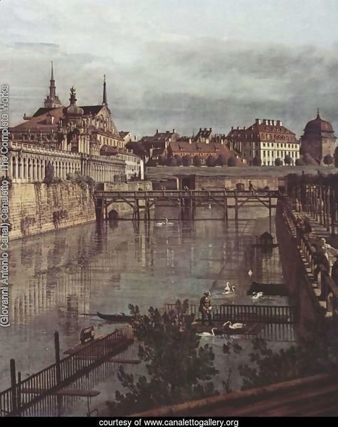 View of Dresden, the ancient moat of the kennel, the Orangerie, detail