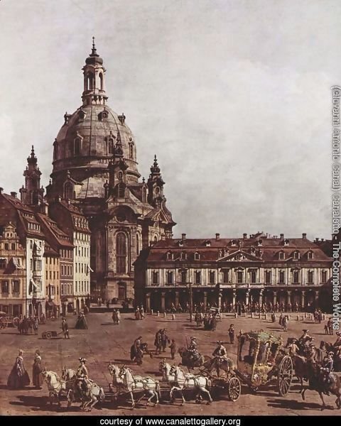 View of Dresden, the Neumarkt in Dresden, Jewish cemetery, with women's Church and the Old Town Watch, detail 2