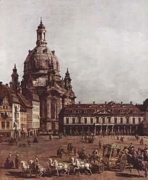 (Giovanni Antonio Canal) Canaletto - View of Dresden, the Neumarkt in Dresden, Jewish cemetery, with women's Church and the Old Town Watch, detail 2