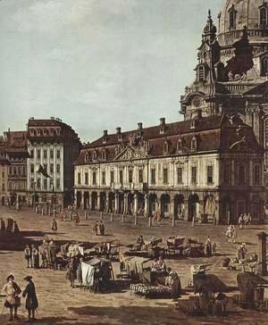 (Giovanni Antonio Canal) Canaletto - View of Dresden, the Neumarkt Moritz of the road, detail