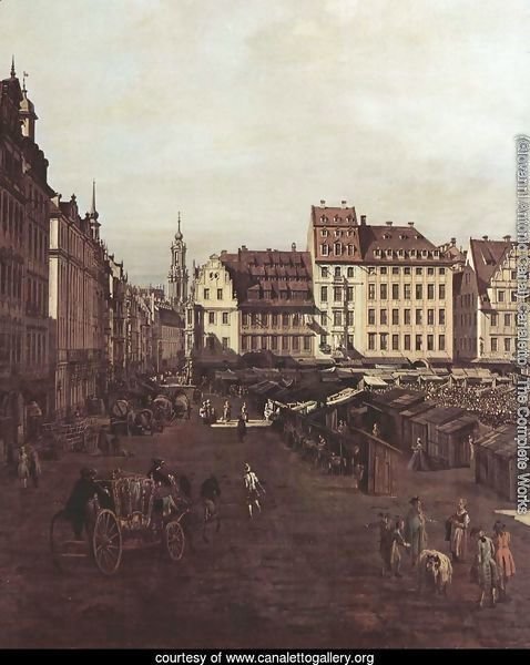 View of Dresden, The Old Market Square from the Seegasse, detail