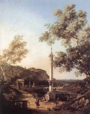 (Giovanni Antonio Canal) Canaletto - Capriccio River Landscape with a Column
