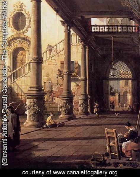 (Giovanni Antonio Canal) Canaletto - Perspective View with Portico (detail)