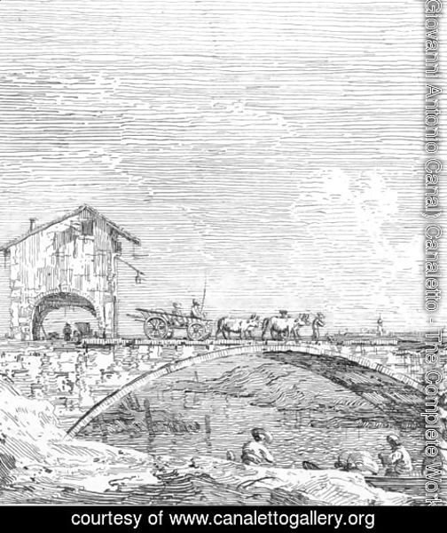 (Giovanni Antonio Canal) Canaletto - The wagon passing over a bridge