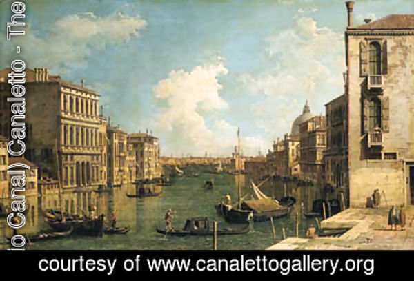 The Grand Canal, Venice, looking east from the Campo di San Vio, with the Palazzo Corner, barges and gondolas, the dome of Santa Maria della Salute