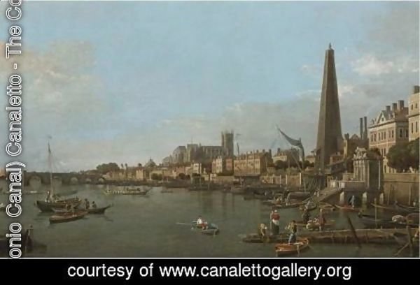 (Giovanni Antonio Canal) Canaletto - London, A View Of The Thames, Looking Towards Westminster From Near The York Water Gate