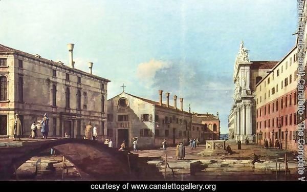 Il Campo dei Gesuiti e la Chiesa a Venezia (square and church of the Jesuits) in 17th century. Now.
