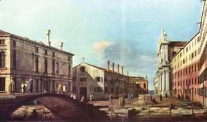 Il Campo dei Gesuiti e la Chiesa a Venezia (square and church of the Jesuits) in 17th century. Now.