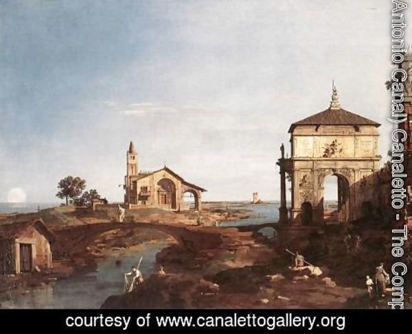 (Giovanni Antonio Canal) Canaletto - Capriccio With Venetian Motifs