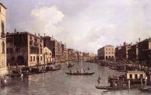 (Giovanni Antonio Canal) Canaletto - Grand Canal   Looking South East From The Campo Santa Sophia To The Rialto Bridge