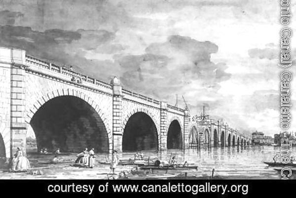 (Giovanni Antonio Canal) Canaletto - London   Westminster Bridge Under Repair