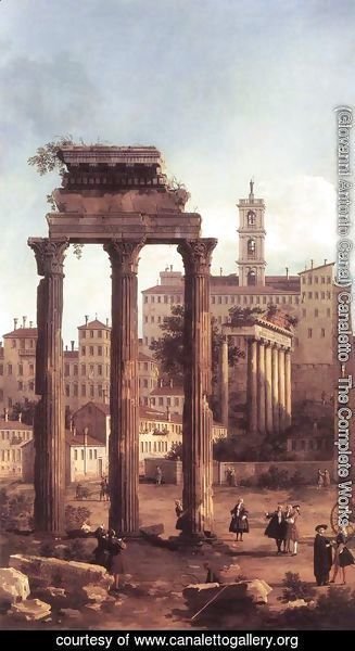 (Giovanni Antonio Canal) Canaletto - Rome   Ruins Of The Forum Looking Towards The Capitol