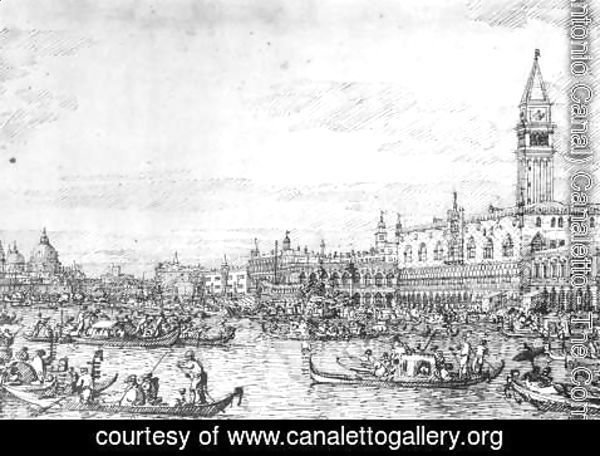 (Giovanni Antonio Canal) Canaletto - Venice   The Canale Di San Marco With The Bucintoro At Anchor