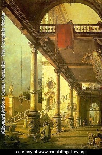 (Giovanni Antonio Canal) Canaletto - Capriccio  A Colonnade Opening onto the Courtyard of a Palace 1765